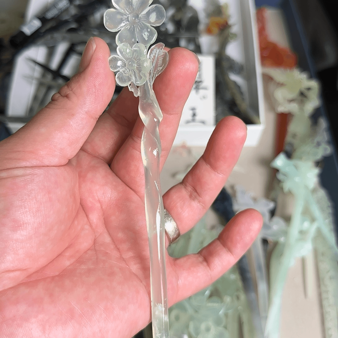 岫玉发簪未镶嵌岫玉发簪手工制作