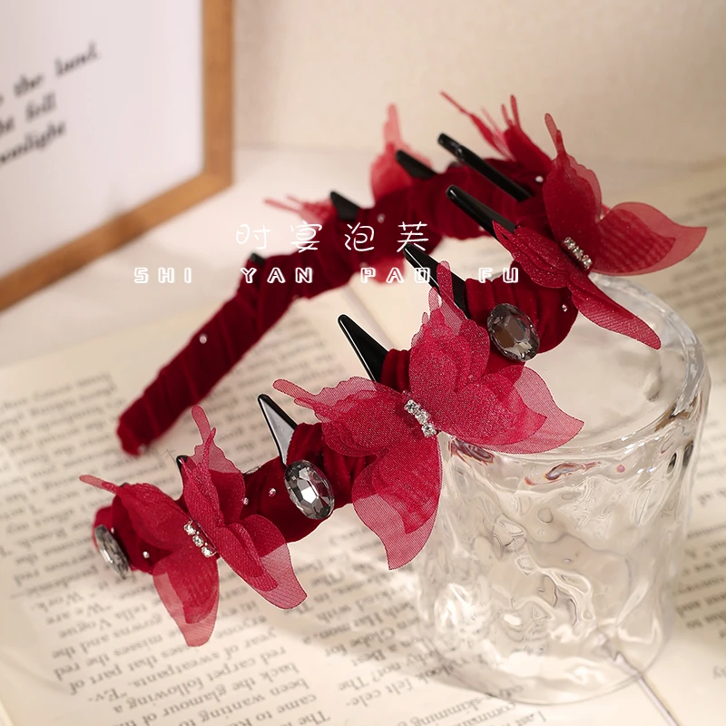 蝴蝶手编发箍轻奢高级感波浪发箍女高颅顶防滑头箍百搭气质发饰