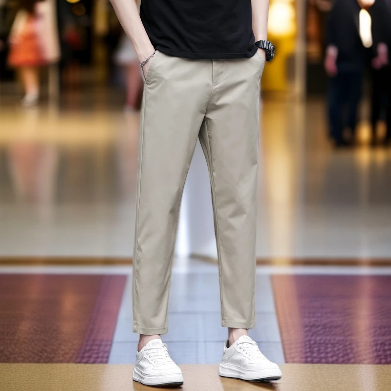 2024春夏季男士休闲裤男修身百搭潮流直筒商务休闲裤透气裤子薄款