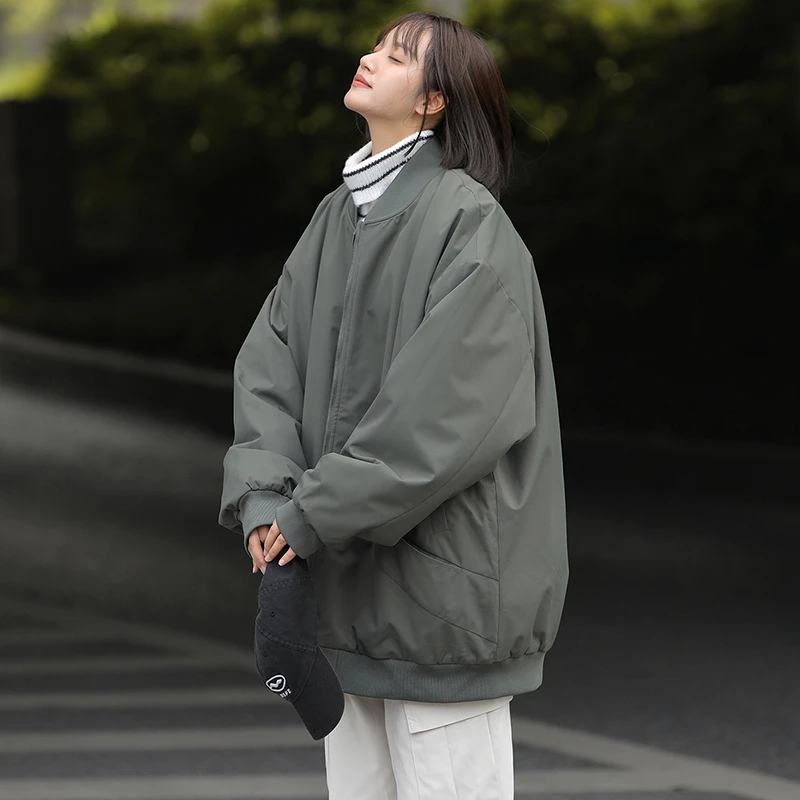 日系休闲立领加厚保暖棉服外套男女款冬季新款飞行员棉服夹克上衣