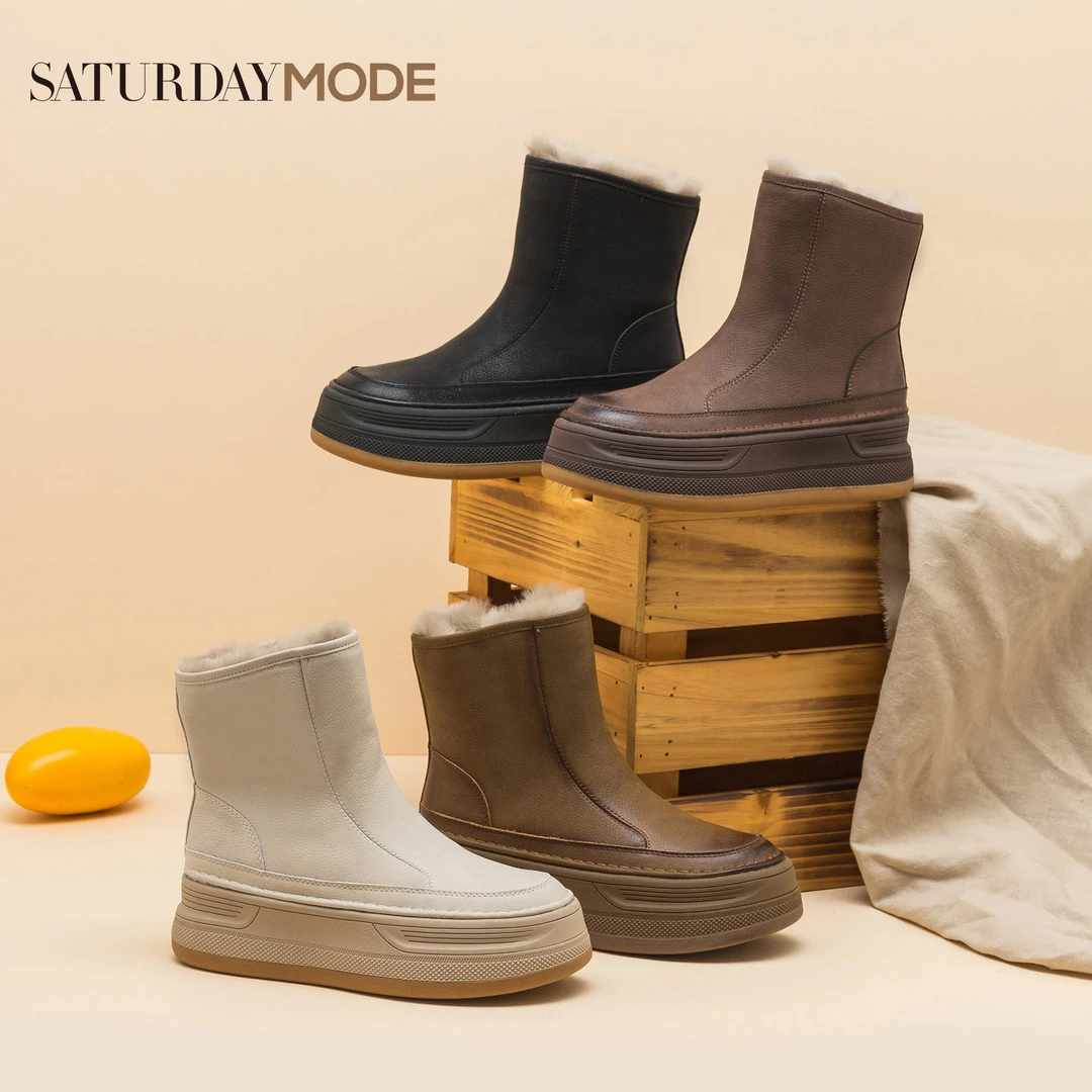 SATURDAYMODE时尚百搭加绒加厚保暖秋冬雪地靴冬季棉鞋13095