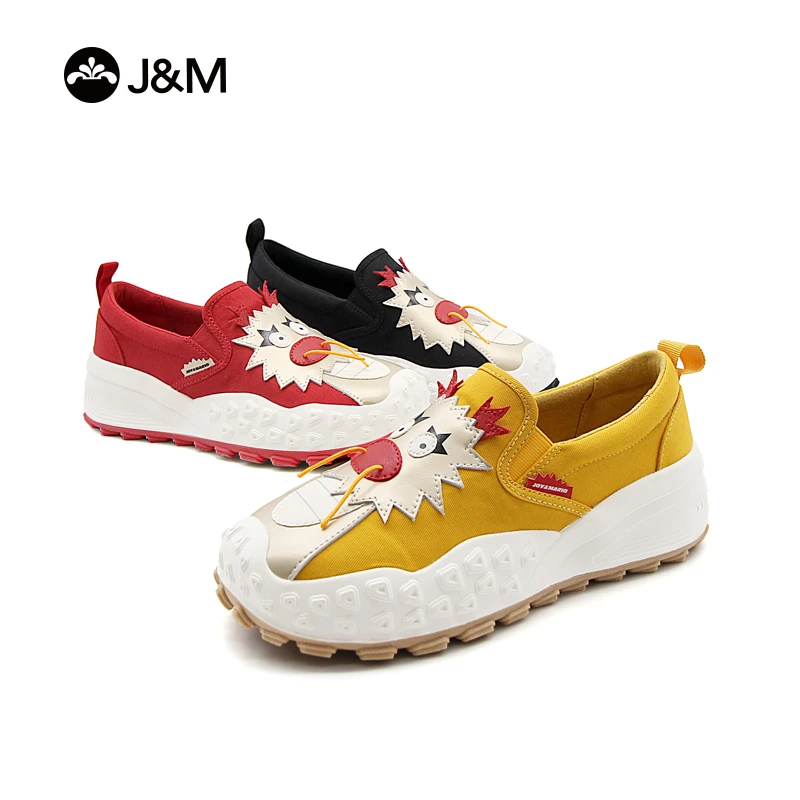 J&M/快乐玛丽2025年春夏情侣萌趣卡通龙软底潮流厚底休闲鞋65812W