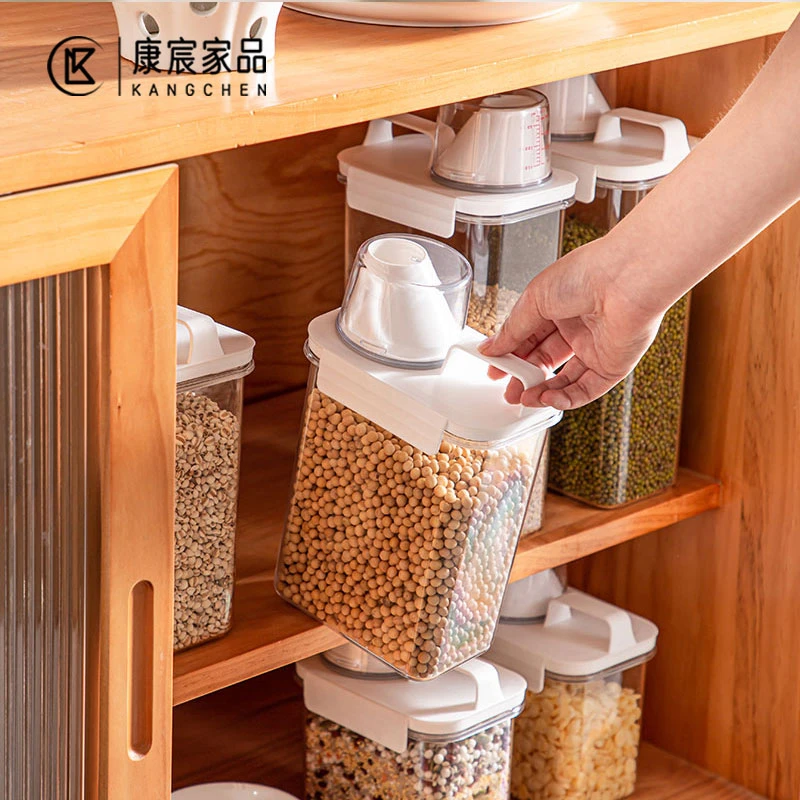 康宸家品食品级防潮鹰嘴杂粮收纳盒食品罐密封桶家用透明大号带盖
