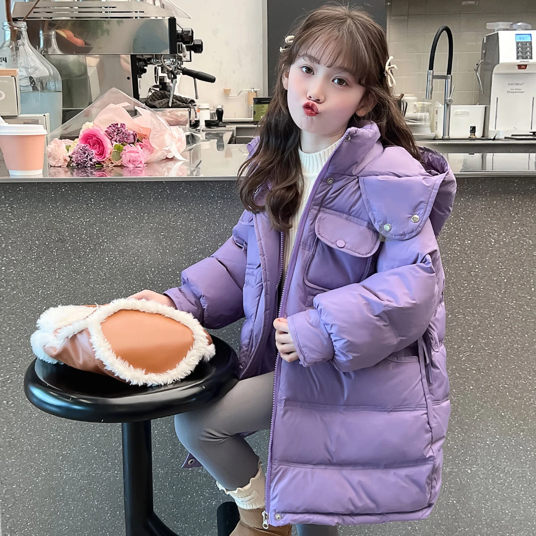女童冬装棉服2024新款洋气小女孩中长款棉衣外套冬季儿童棉服棉袄