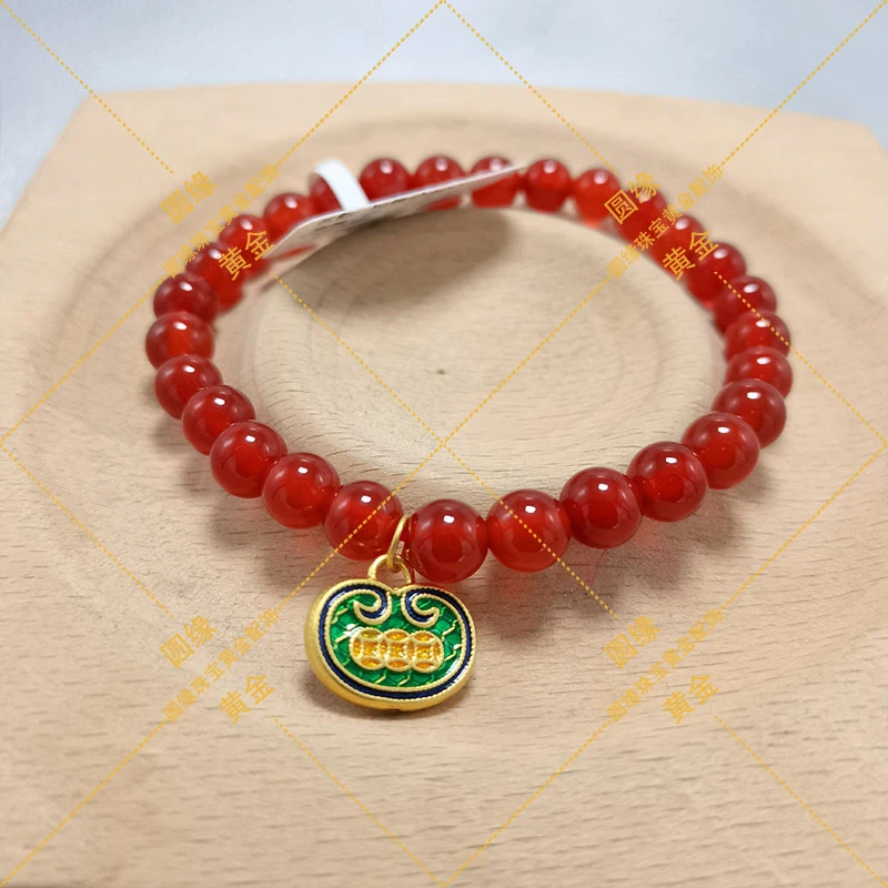 足金有钱花 玛瑙手链YY@@A308
