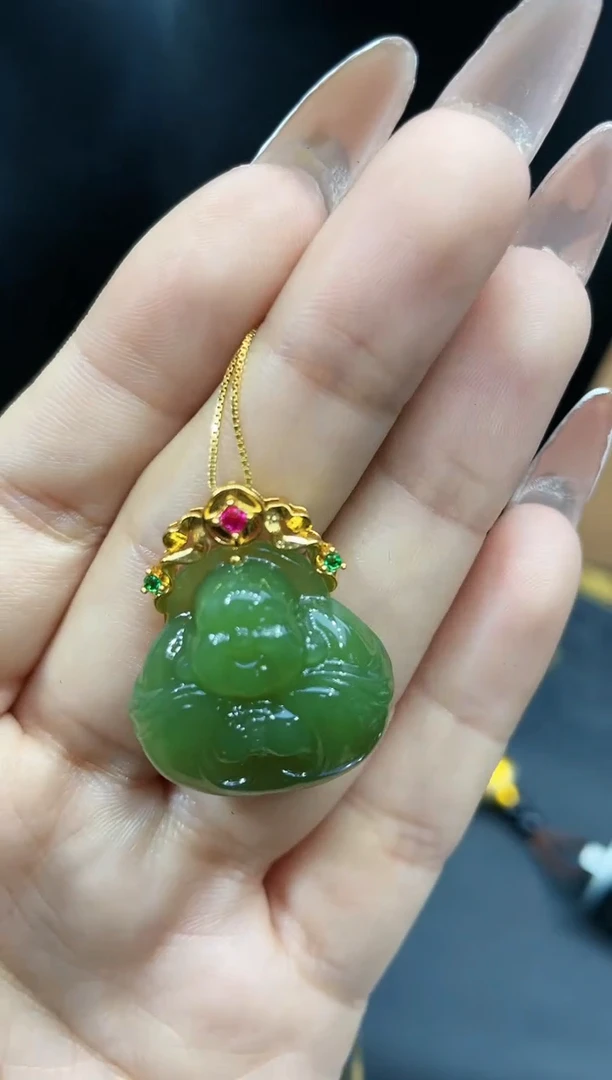 【闪购商品】和田玉吊坠18K金镶嵌