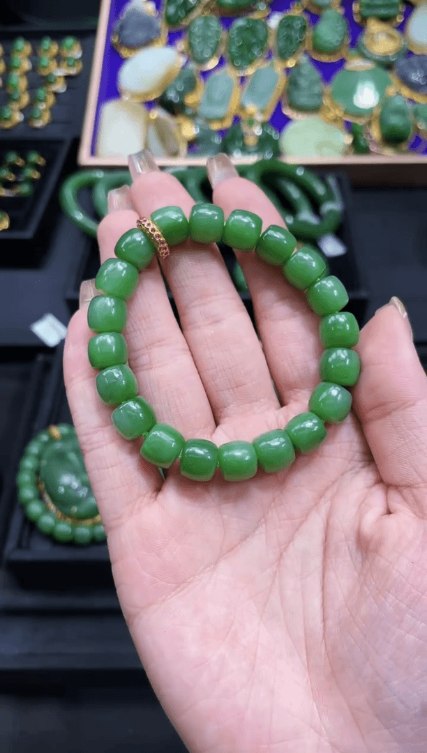【闪购商品】和田玉手串18K金镶嵌11MMZ