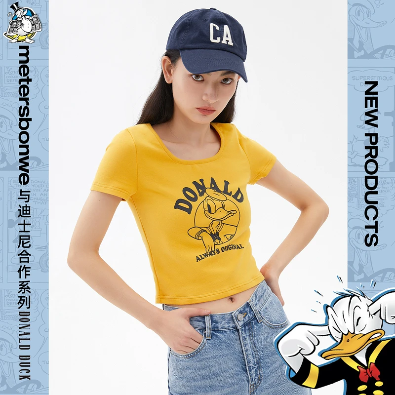 美特斯邦威短袖T恤女款百搭夏季舒适修身户外女士短款上衣708579