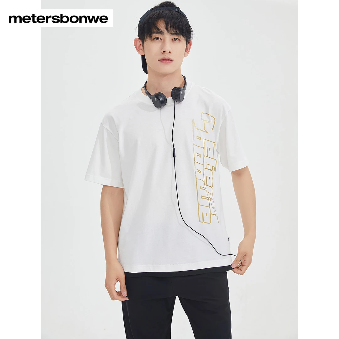 美特斯邦威男款短袖夏季百搭简约宽松字母男士休闲印花T恤T08004