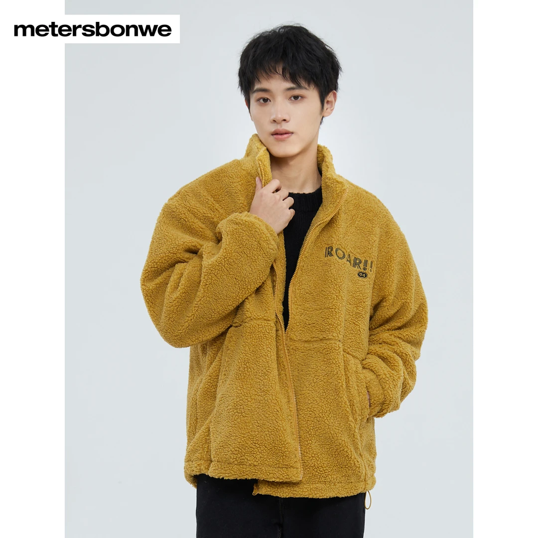 美特斯邦威夹克男款秋冬百搭宽松休闲仿羊羔绒休闲男士外套637007