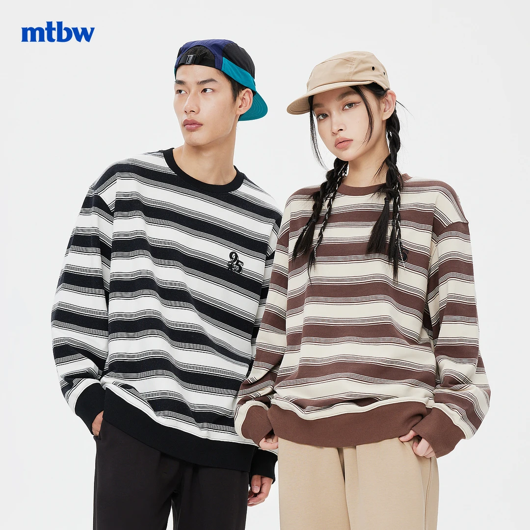 美特斯邦威卫衣男女同款潮流宽松时尚简约秋冬内搭圆领上衣727373