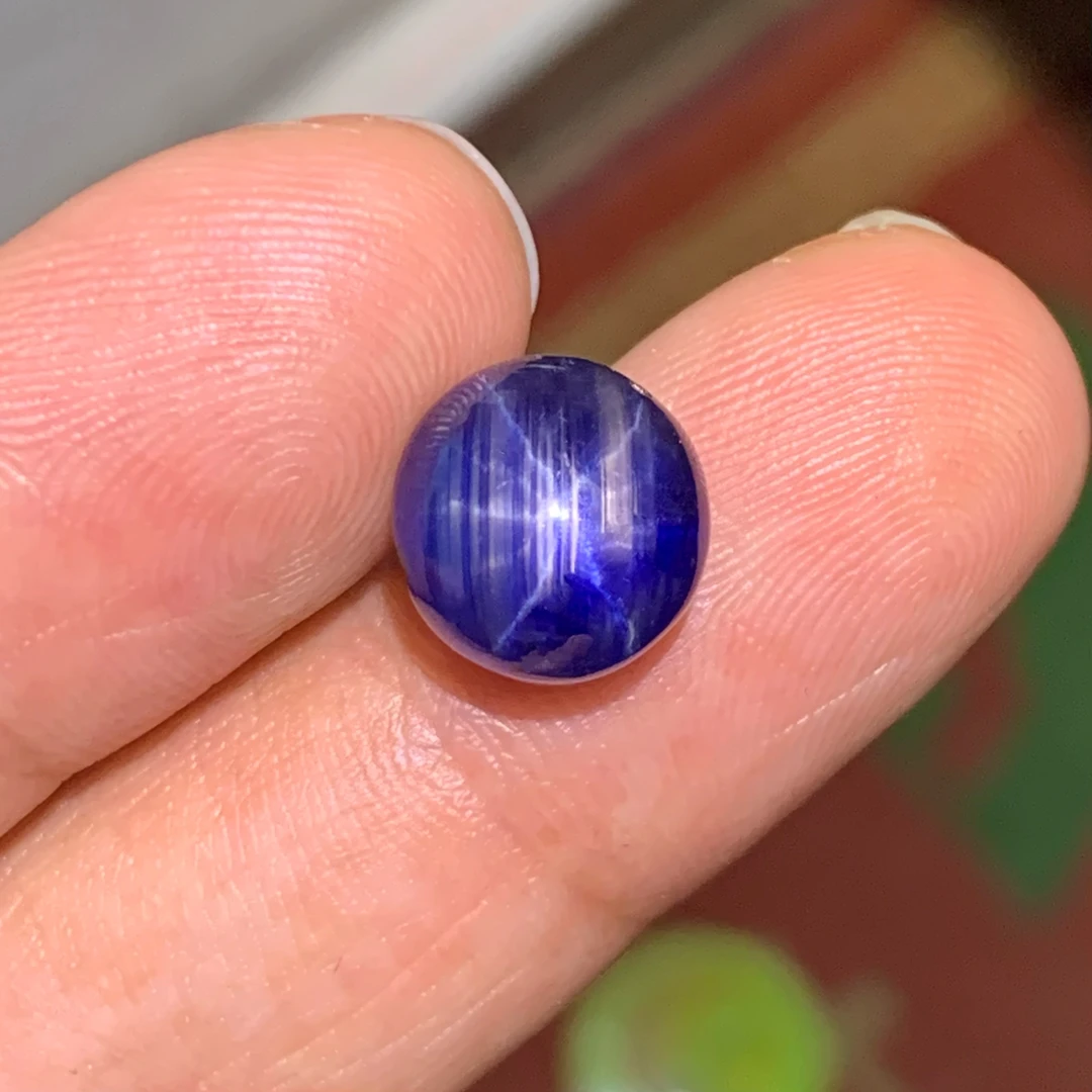 10.94克拉天然无烧星光蓝宝石裸石十射星线浓郁10.7毫米蓝色蓝色