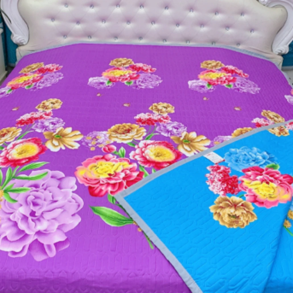 紫色牡丹 双面床盖 2米乘2.3米 加厚