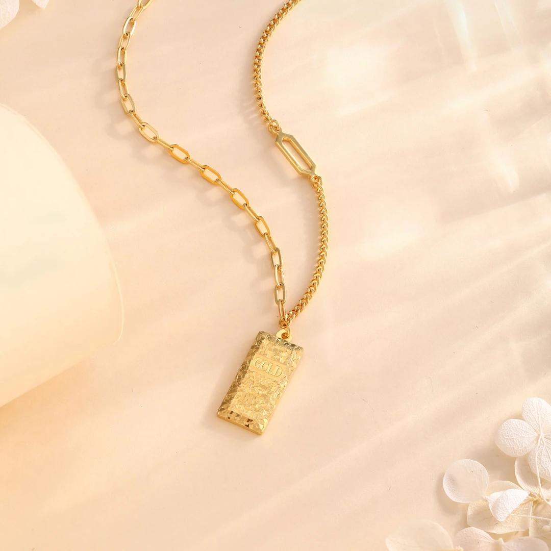 链子足银 足银碎冰冰暴富小金条时尚女款套链