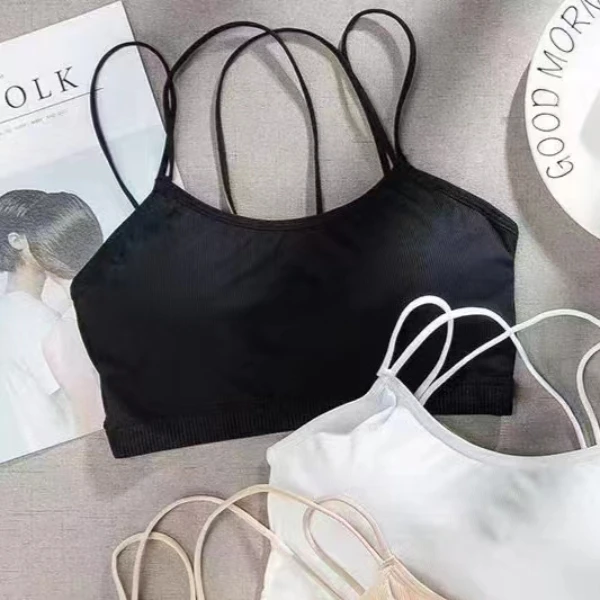 《霞华》2023时尚抹胸聚拢交叉性感打底美背舒适百搭含活动胸垫