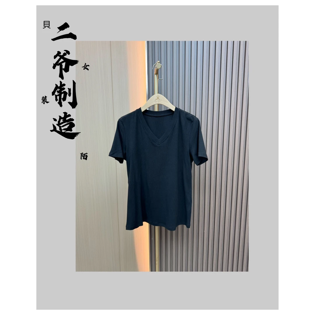 S88063V领弹力时尚纯色短袖T恤