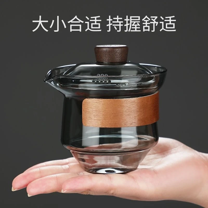 网红盖碗防烫盖碗功夫泡茶器家用防爆耐热玻璃泡茶壶高档手抓壶