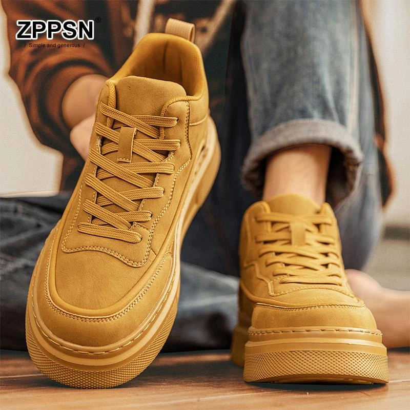 ZPPSN 简德赛男鞋新款冬季内增高空军一号运动休闲莆田小麦色板鞋