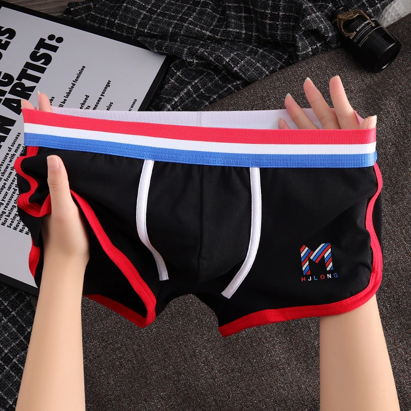 潮流棉质男士内裤男生新款舒适运动平角裤男式青年个性透气四角裤