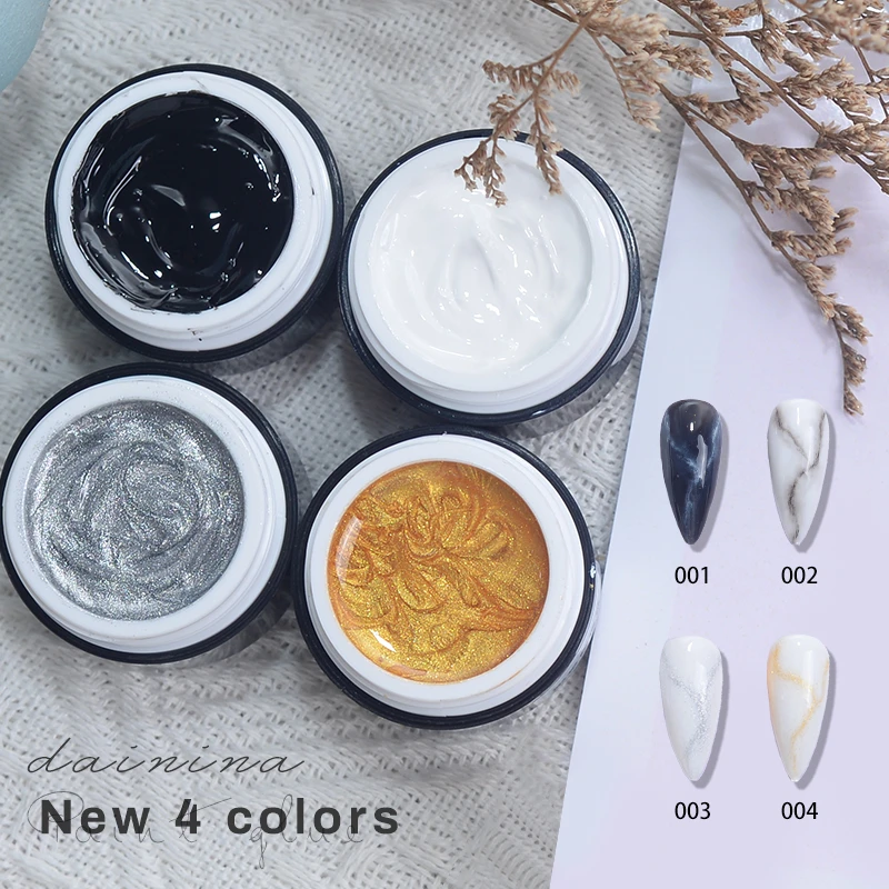 日式美甲彩绘胶白色加稠画花瓣奶油胶勾边拉线条浮雕光疗指甲油胶