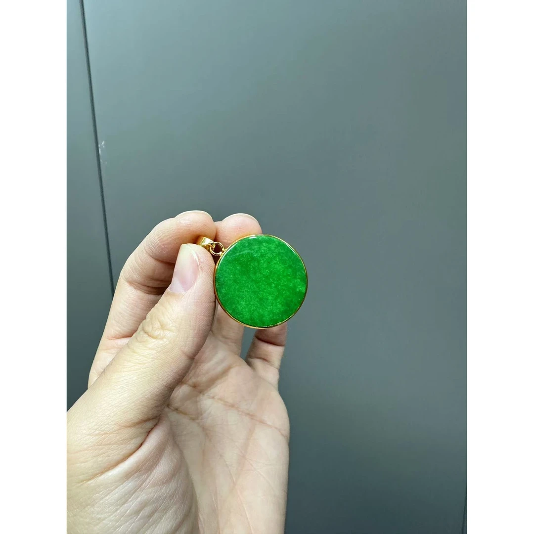 翡翠素款14k大圆牌吊坠