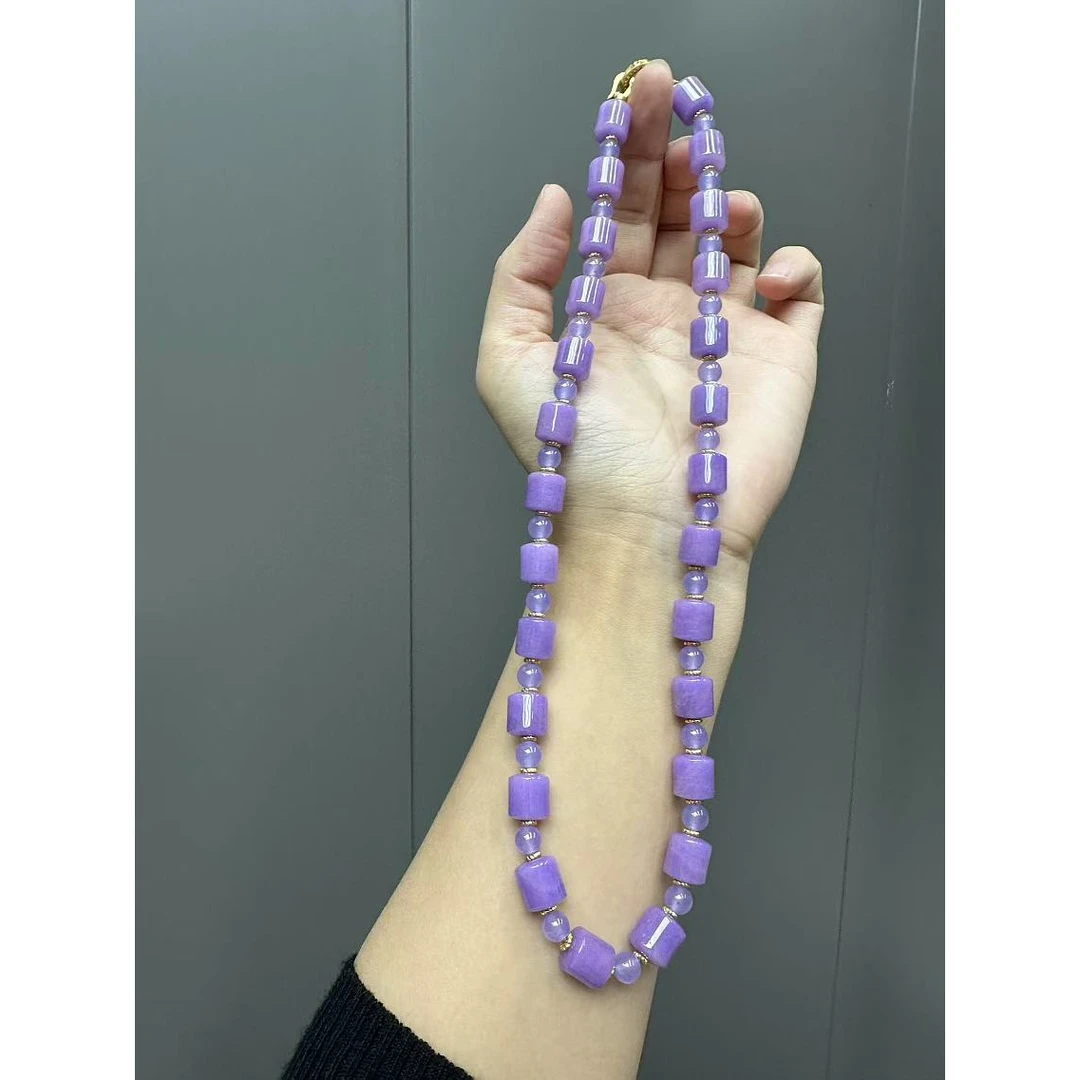 翡翠紫翡14k设计款竹节项链