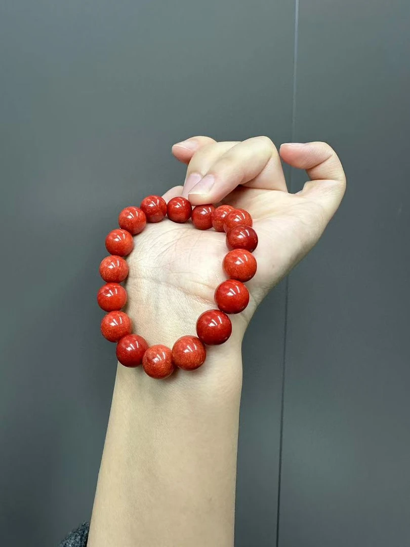 翡翠红翡12mm手链手串