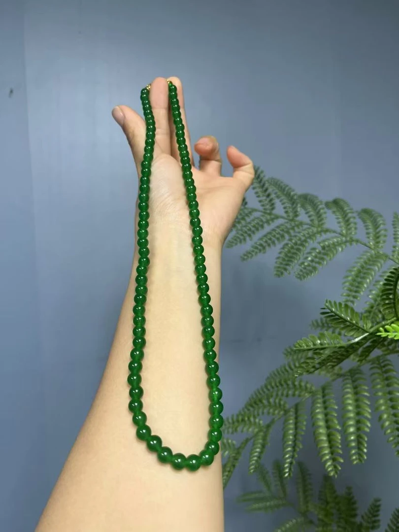 翡翠辣绿14k项链6mm