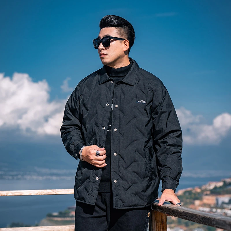 GXXH大码男装2023冬季美式新款羽绒服男士宽松翻领加厚保暖外套