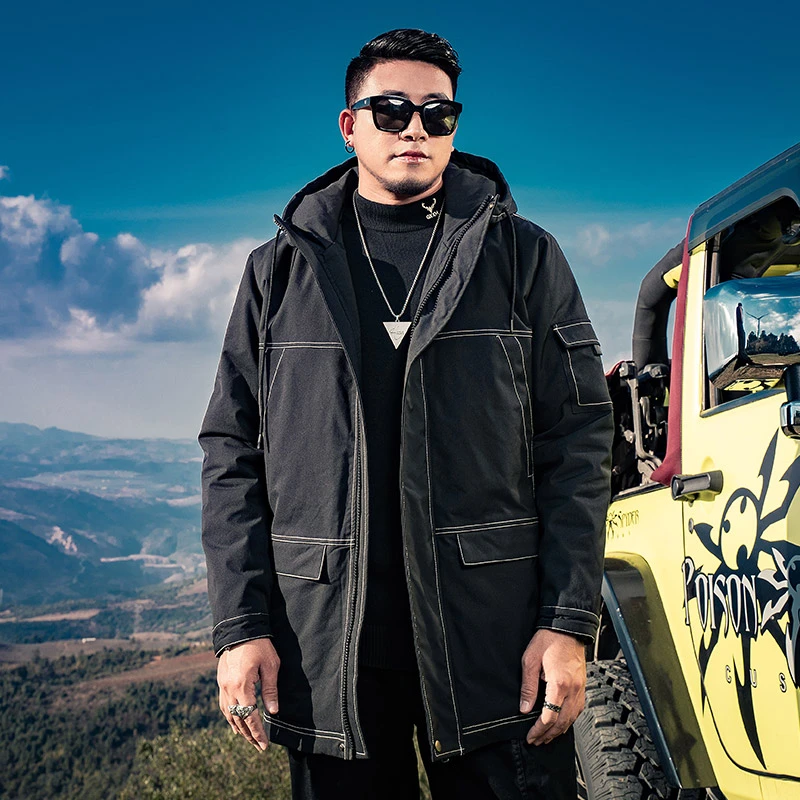 GXXH大码男装潮牌 加肥加大加厚棉衣胖子宽松棉袄中长款棉服外套