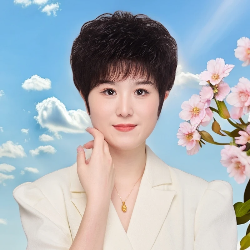 【秋冬新款】全真发假发套女妈妈短卷发中老年假发真人发丝透气