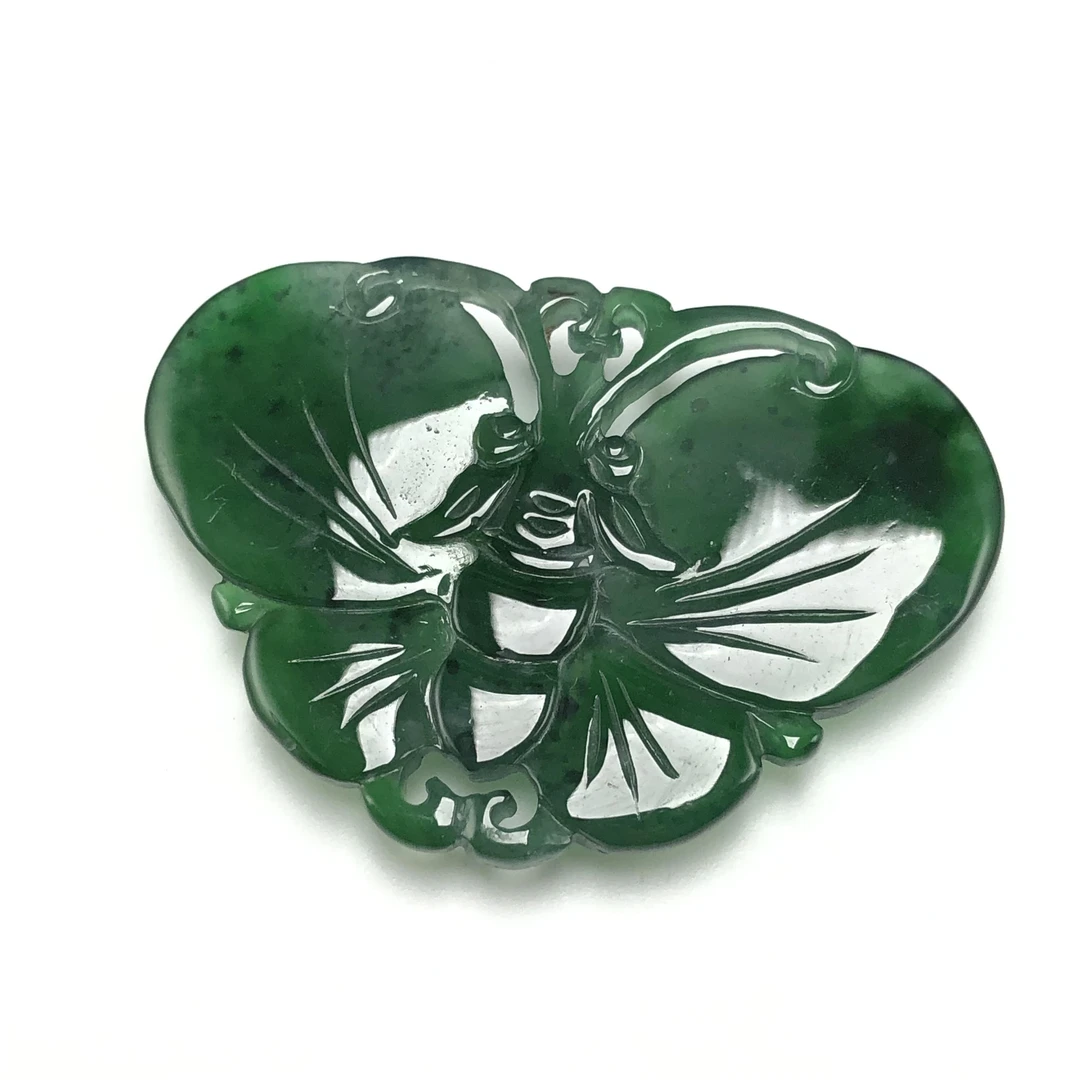 回流几十年创汇时期满色油绿蝶恋配吊坠