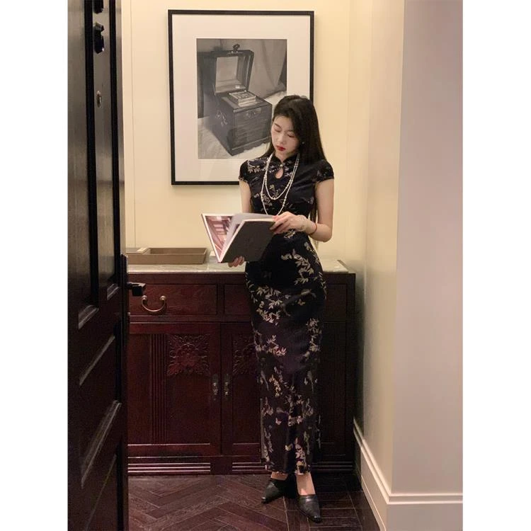 EIA一尧【繁花】新中式复古贵气改良国风连衣裙女高级法式显瘦长裙