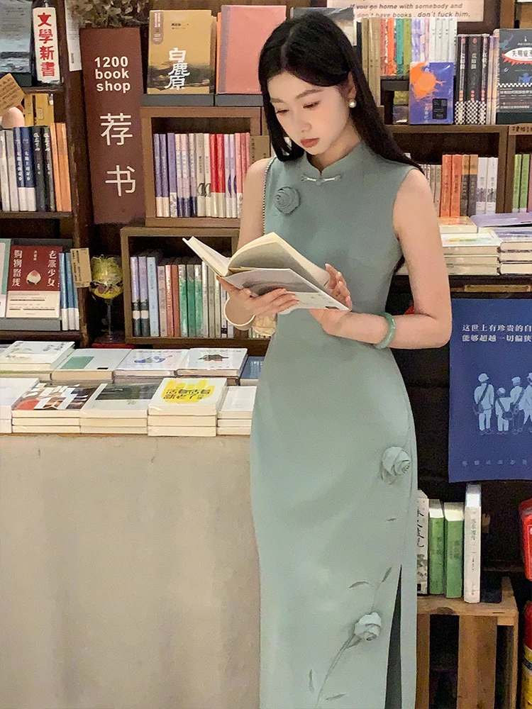 EIA一尧新中式国风【温如玉】书香改良旗袍玫瑰裙气质显瘦设计女装