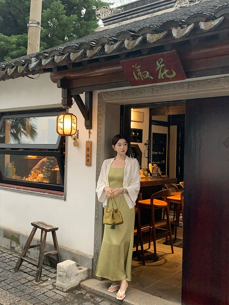 EIA一尧新中式国风【浮生若梦】复古优雅女人缎面连衣裙气质修身裙