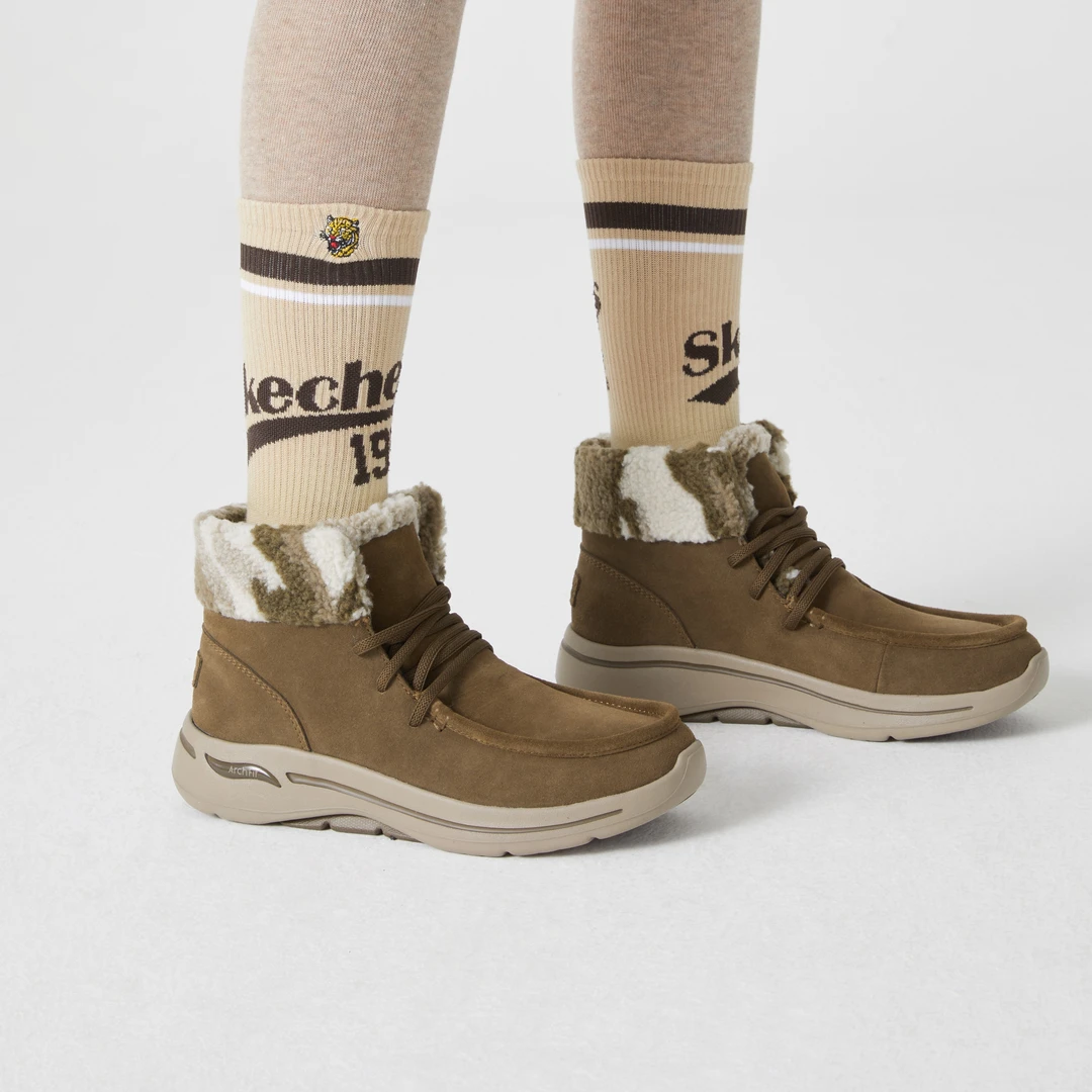 SKECHERS/斯凯奇雪地靴穿搭加绒保暖高帮鞋复古厚底运动鞋144424
