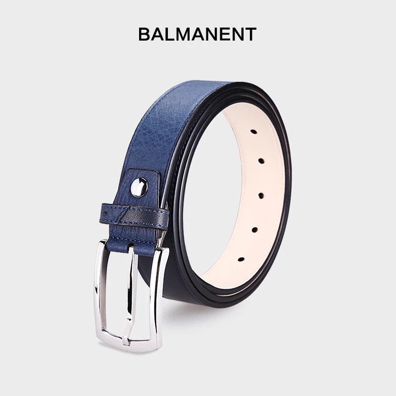 鸵鸟皮拼接头层牛皮皮带时尚简约不锈钢针扣真皮男士不锈钢腰带潮