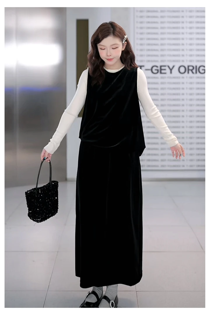 【珠珠女孩】精致丝绒高级感香风套装