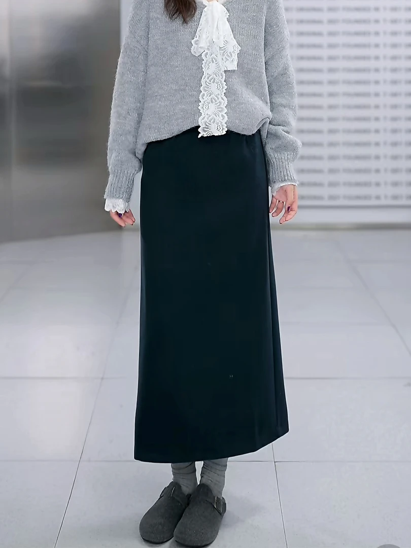 【颜料盘】韩系亮色百搭纹理毛呢半身裙