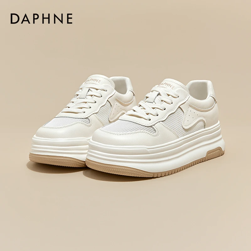 达芙妮厚底小白鞋网面透气2025年春季新款时尚百搭夏季薄款休闲鞋
