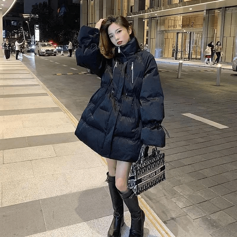 oversize羽绒服女2023年冬季新款韩版白鸭绒ins港风收腰网红外套