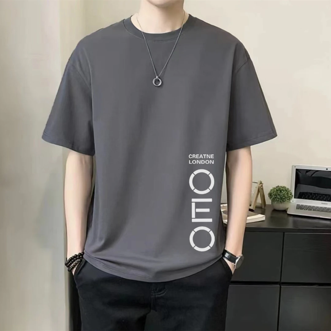 2024纯棉短袖新款圆领休闲大码T恤男女同款四季可穿情侣款-侧OEO