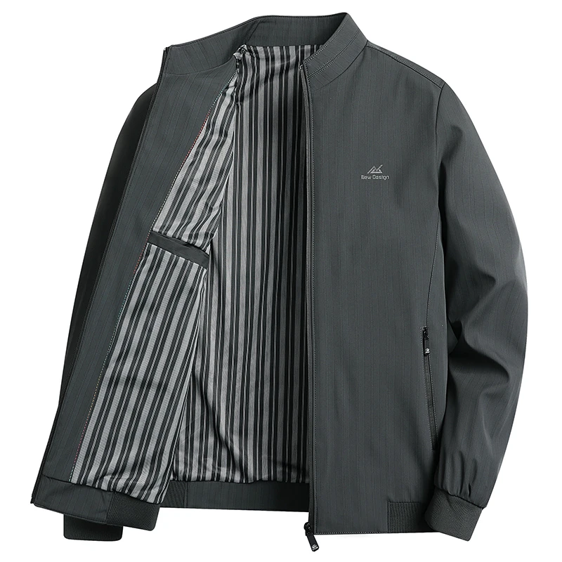 男士春秋夹克男中老年爸爸装秋季夹克衫男商务休闲立领上衣外套男