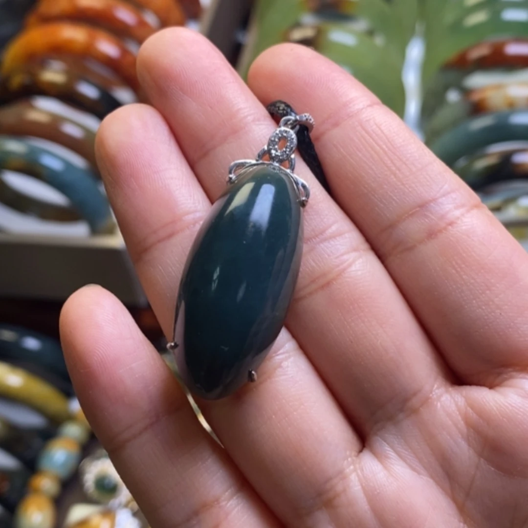 【闪购商品】蛇纹石玉戒指银S925镶嵌馨*&