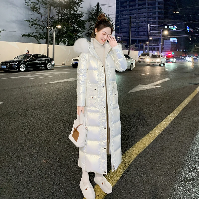 狐狸毛领羽绒服女长款2023年冬季白色加厚收腰免洗显瘦东北外套潮