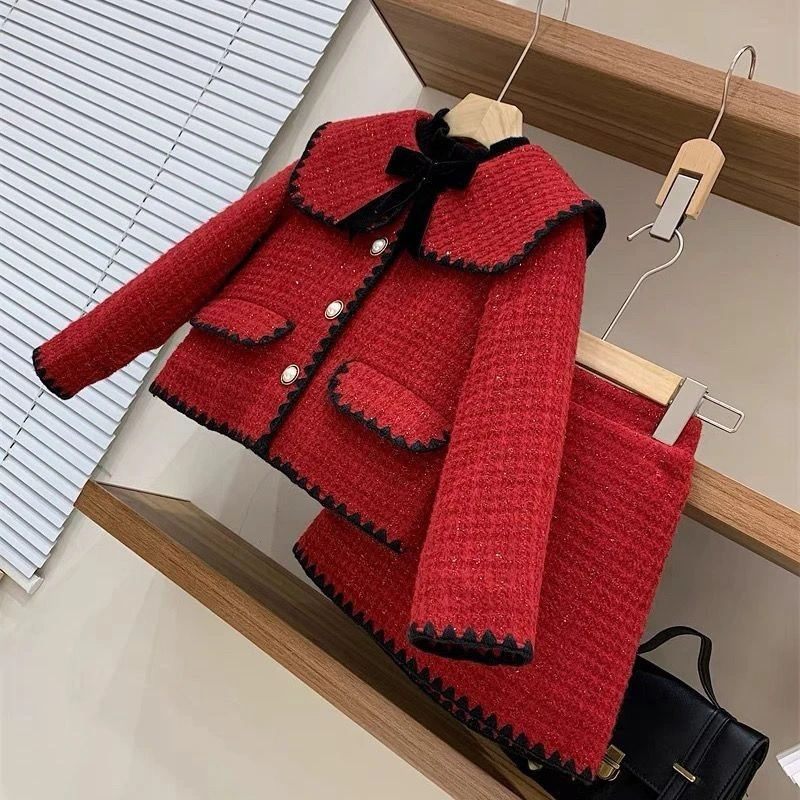 【小扬哥推荐】女童秋冬款小香风短裙子套装网红女中大童洋气韩版