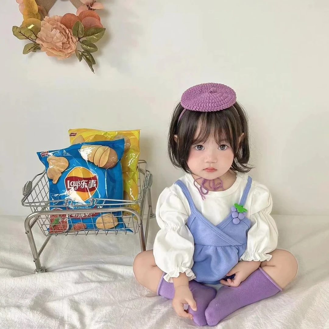 婴幼儿韩版葡萄假两件包屁衣