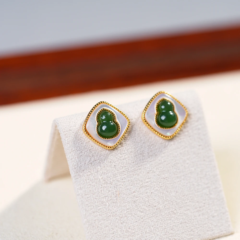 碧玉葫芦耳钉国风复古中式小众气质百搭
