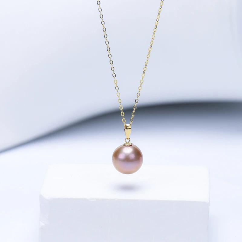 淡水紫珠吊坠18k扣头+银链子11-12mm