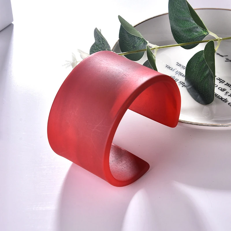 非金属亚克力手镯 简约夸张宽边手镯女士花纹开口手镯